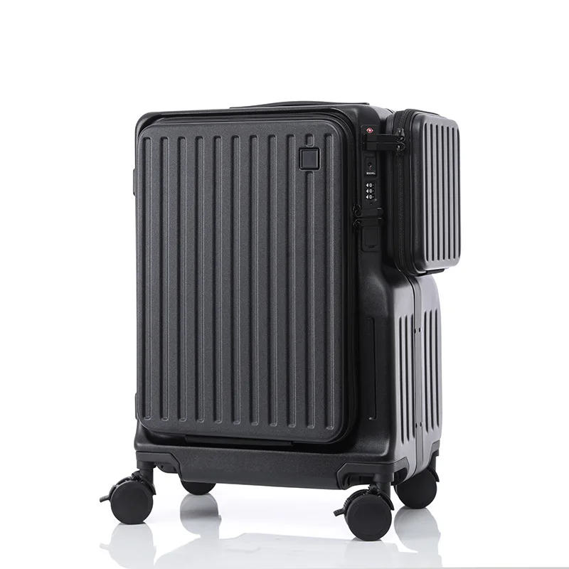 2024 New Double Opening Suitcase 20 inch Boarding Box type-c & usb Oort with Cup Holder Multifunctional Suitcase TSA Password