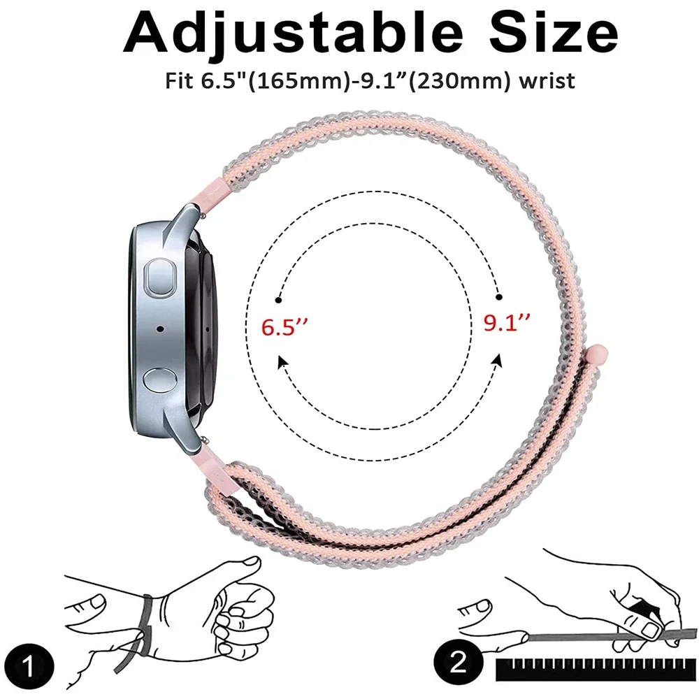 Nylon loop For Samsung Galaxy watch 6 5 4 Classic 20MM 22mm Sport bracelet Amazfit Bip 5/Bip 3 pro/Balance/GTS 4/GTR 4-3-2 strap