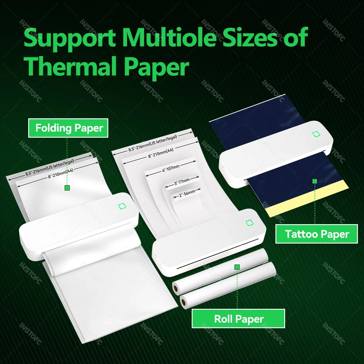 Inkless A4 Portable Thermal Printer Supports A40 Thermal Paper Bluetooth Wireless Mobile Travel Printers for Car & Office Use image 2