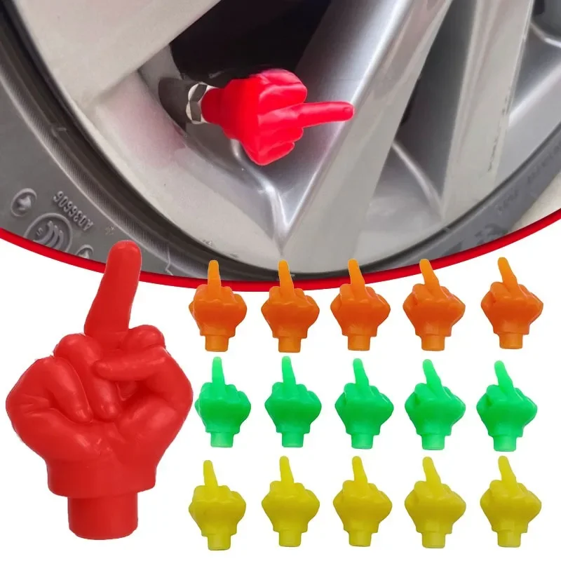 10PC Universal Car Middle Finger Styling Tire Valve Cap Personality Decor Wheel Nozzle Dustproof Waterproof Tyre Valve Stem Caps