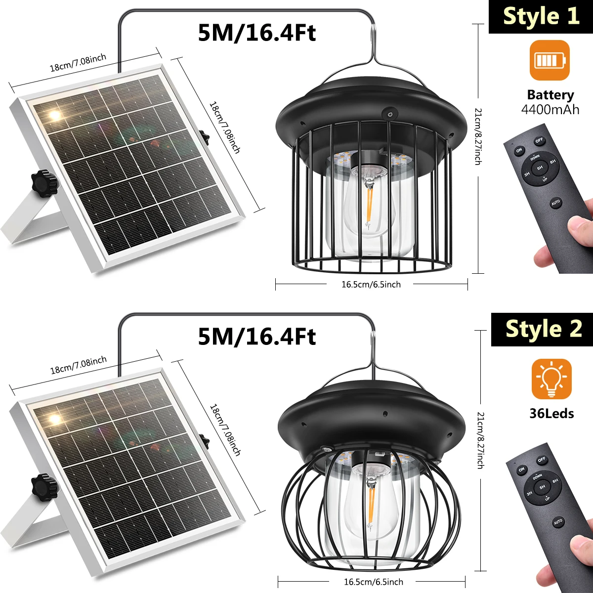 ضوء قلادة معلق بالطاقة الشمسية مع لوحة منفصلة عن بعد 5 متر كابل 3 5 8H مؤقت عكس الضوء IP65 لمرآب الحظيرة في الفناء الخارجي #3