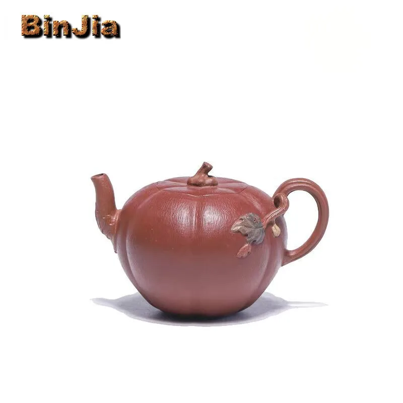 

210 мл высококачественные чайники Yixing из фиолетовой глины, знаменитый мастер, горшок с тыквой ручной работы, секция из сырой руды, чайник с грязевым краем, чайник Zisha, подарок