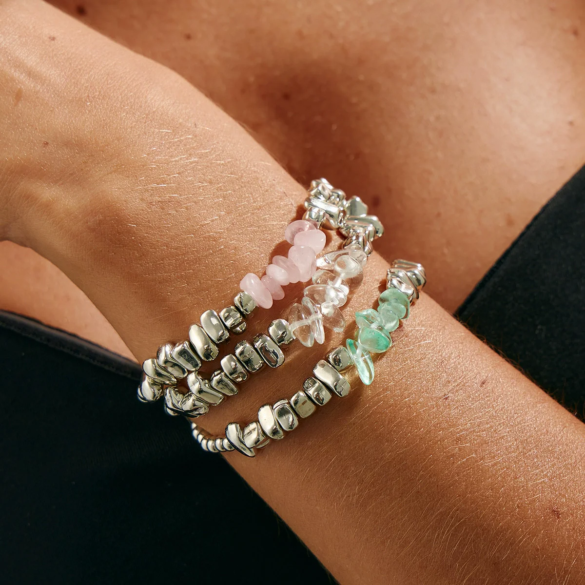 Fashion Bracelets For Women New Vintage Irregular CCB Beads Green Stone Chain Jewelry Valentine's Gift B072