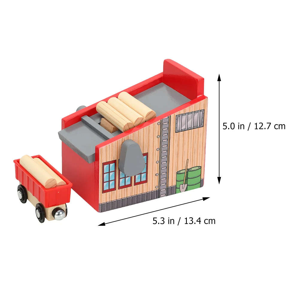 1 Juego de Accesorios de Madera para Trenes, Juguete Educativo de Madera Natural, Simulación de Transporte de Leña, Desarrollo Cognitivo Infantil