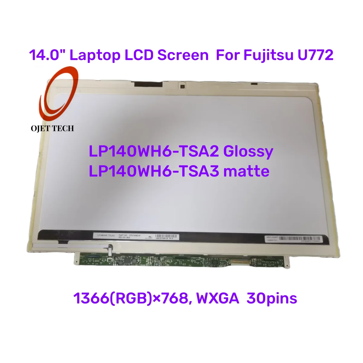 

14,0-дюймовый ЖК-экран для ноутбука LP140WH6-TSA2 LP140WH6-TSA3 для Fujitsu U772 EDP 30 контактов 1366x768 матричная светодиодная панель дисплея