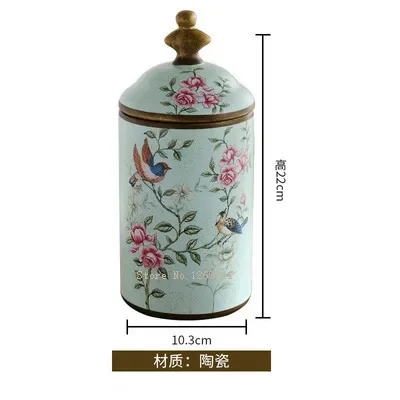 Vintage Ceramic Kitchen Canister Jars Storage Bottles Retro Tea Candy Tin Sugar Pot Organizer Painted Storage Jar Cans Cooking