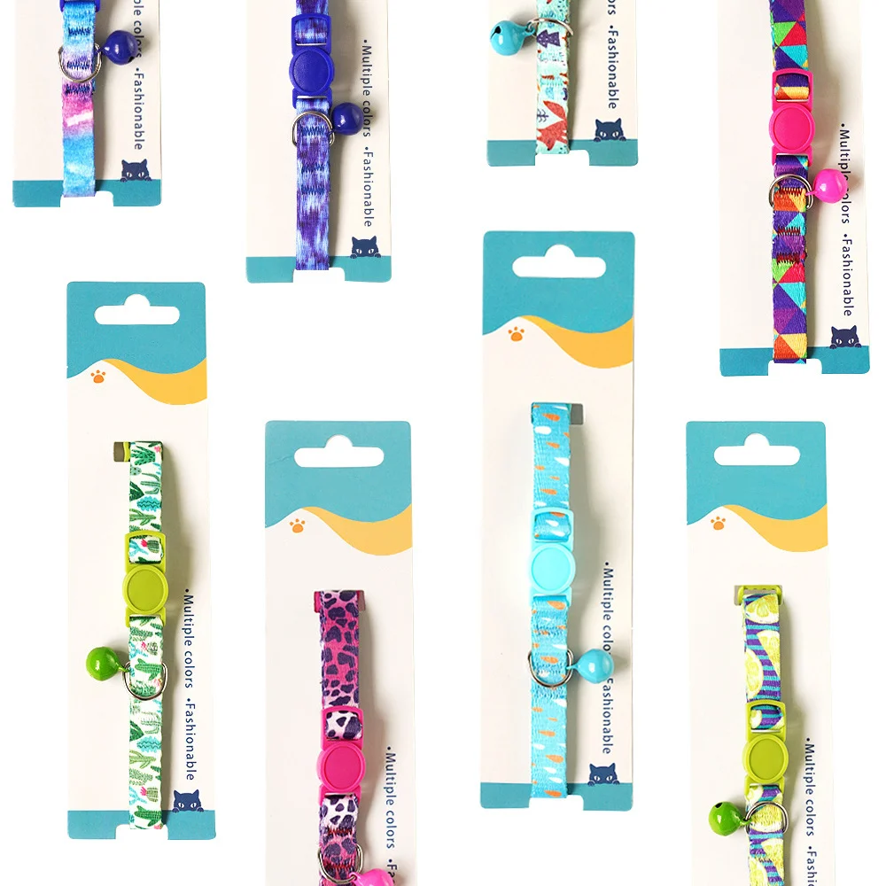 durable Nylon pet Collar Printed Cat Collars Adjustable Cat collar cat chain with bell ins design comfortable safety pet collar