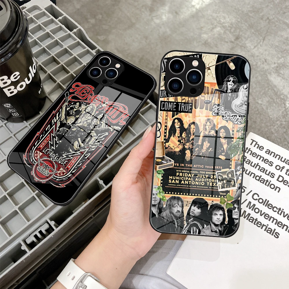 For IPhone 15 Pro Punk Aerosmith Rock Cool Phone Case Glass for IPhone 13 14 12 11Pro XR XS MAX 15 Plus Glass Cover