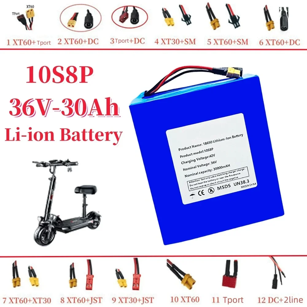 

10S8P 36V 30000mAh 250W~1000W 30ah Battery Li-ion Rechargeable Battery Pack with BMS for E-bike E-Car E-Scooter+42v charger