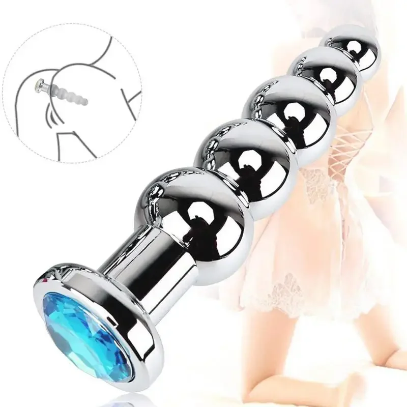 5 Beads Metal Anal Plug Docking Plugs Stainless Steel Anal Plug Masturbation Toys and Wife Toys Climax Stimulus