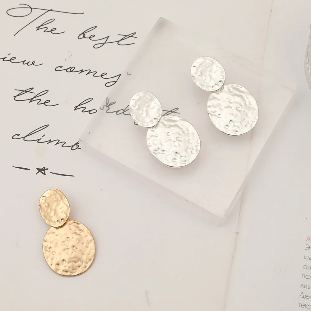 Vintage Gold Silver Color Geometric Big Round Clip on Earrings for Women Girl Hollow Ear Clip Without Piercing Fashion Jewelry