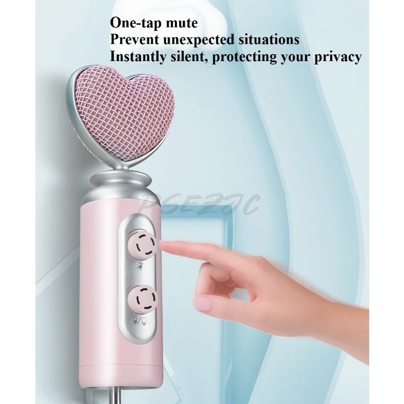 ES520 ميكروفون لطيف على شكل قلب فتاة متوافق مع ميكروفون الكمبيوتر المكتبي للبث المباشر لبرنامج الغناء