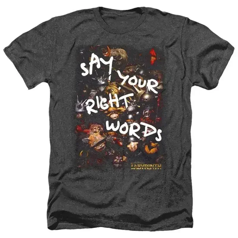 LABYRINTH RIGHT WORDS Licensed Adult Men's Heather T shirt SM 3XL