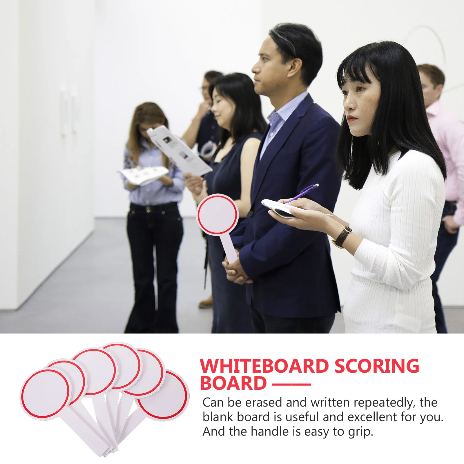 6-delig scorebord veilingpeddels uitwisbaar scorebord witte borden scoren mini blanco rechters droog wissen voor studenten