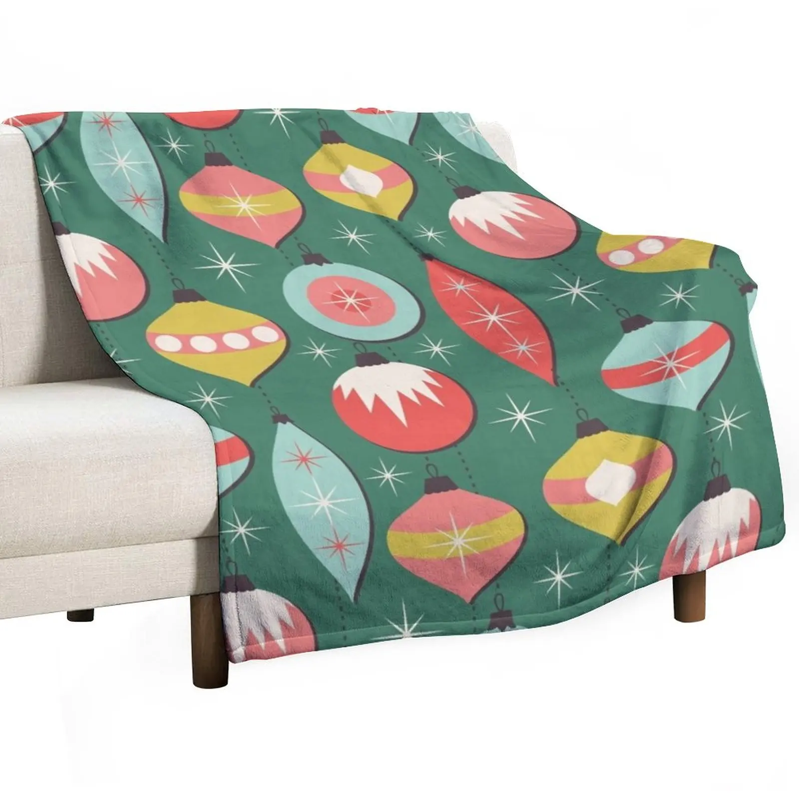 

Mid Century Modern MCM Vintage Christmas Ornaments Throw Blanket Soft Warm Blanket Gift for Grandparents