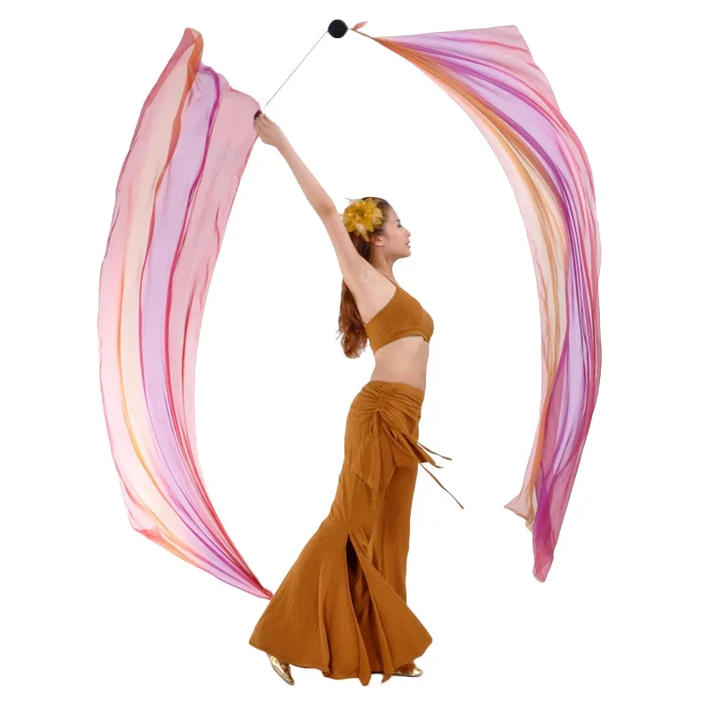 Poi Thrown Balls Women Belly Dance Veil Poi Chain Stage Performance Accessories Dance Polyester Veil Yoga Thrown Balls 200x70cm