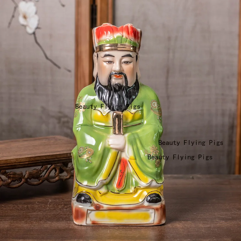 Ceramic painted statue of the Jade Emperor and Queen Mother home worship of figures feng shui ornaments