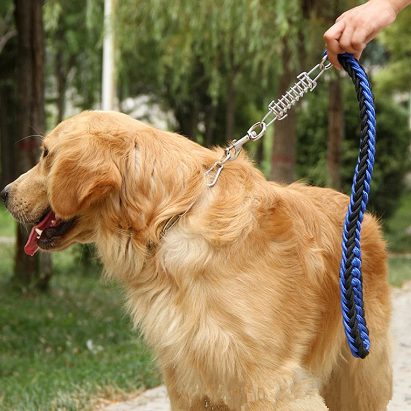 50/70cm Nylon Short Dog Leashes Elastic Spring Buffer Training Lead Rope for Medium Large Dogs