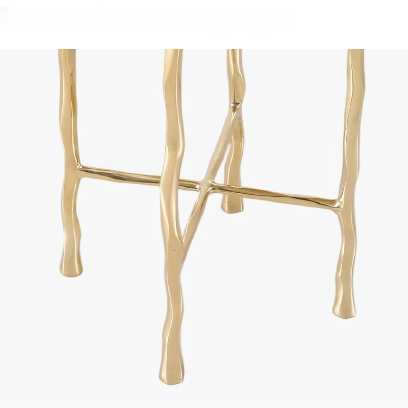 Mesa de centro totalmente de cobre de lujo, ligera y moderna, mesa de patio de villa de fundición de cobre