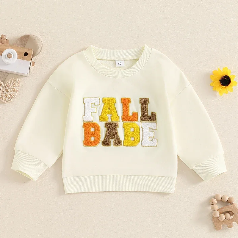 

Baby Girls Boys Hoodie Sweatshirt Fall Clothes Embroidery Letter Long Sleeve Crew Neck Sister Matching Outfits