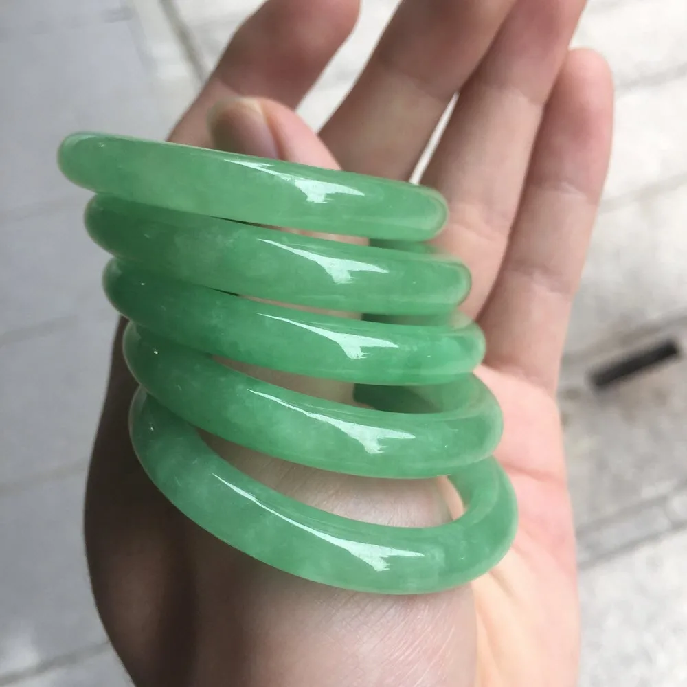 

40mm Natural Myanmar Bruma Light Green Jade Jadeite Bangles Hand Child Children Baby Stone Bangle Bracelet Jewelry Bracelet