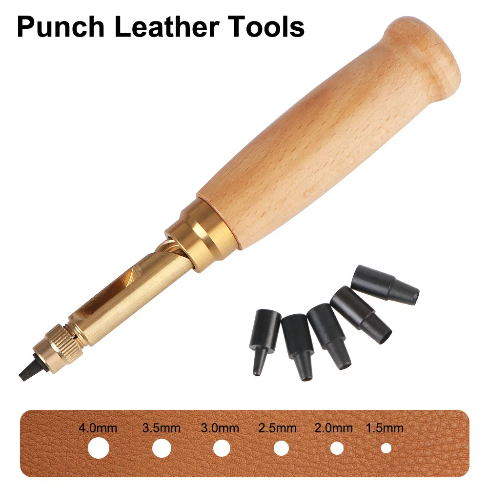 

Removable Hole Punch Screw Automatic Belts Screw Punch Leather Tools DIY Tool Book Drill Auto With 6 Size Tip 1.5-4mm