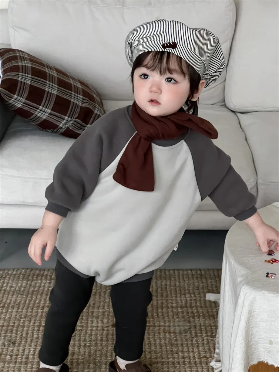 

2025 Winter New Baby Patchwork Fleece Bodysuit Newborn Toddler Plus Velvet Thick Clothes Infant Boy Girl Casual Jumpsuit 0-24M