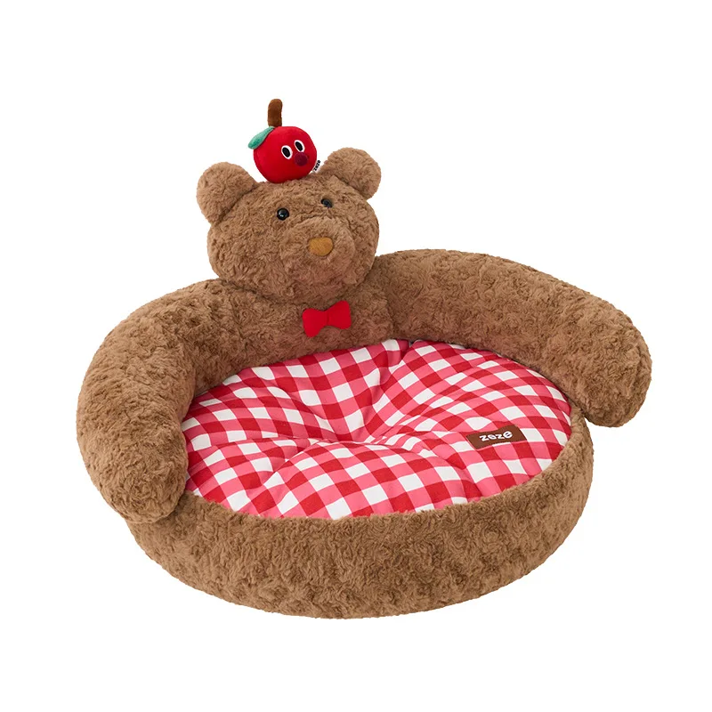 

Luxury Plush Teddy Bear Pet Sofa | Cozy Dog & Cat Bed | Holiday Bear Design for Winter Home Décor