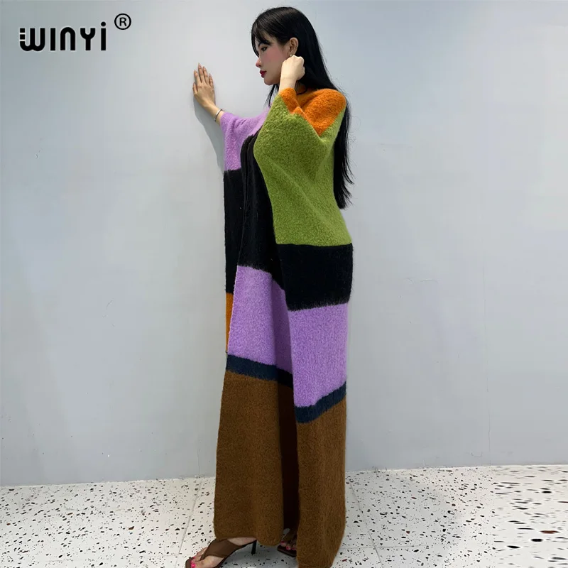 Imagem -03 - Winyi-cabolsa de Pele de Luxo para Mulheres Cabolsa Feminino Quente Jaqueta Longa Poncho de Pele Fofo Grosso e Solto Confortável e Elegante Inverno