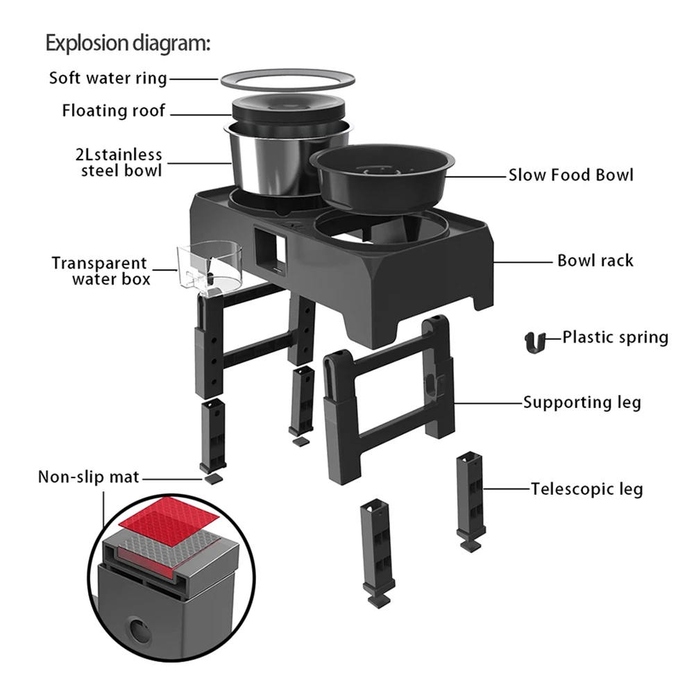 Imagem -06 - Tigelas Elevadas de Alimentação Lenta para Cães Ajustável Levantada Tigela de Cachorro sem Derramamento Tigela de Água Antiderrapante Dog Food Bowl Stand para Pet