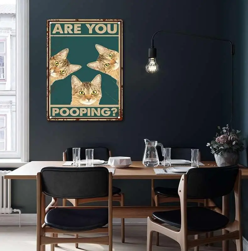 Tin Sign Cat Fun is Your Poop Fun Bathroom Toilet Decoration Fun for Kitten Lovers Creative Tin Sign Funny Novelty Metal