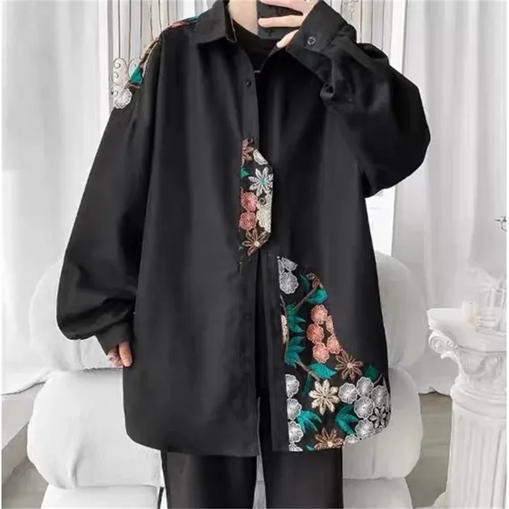 Spring new style of Chinese embroidered shirt men and women's national fashion design sense minority ethnic wind long-sleeved sh