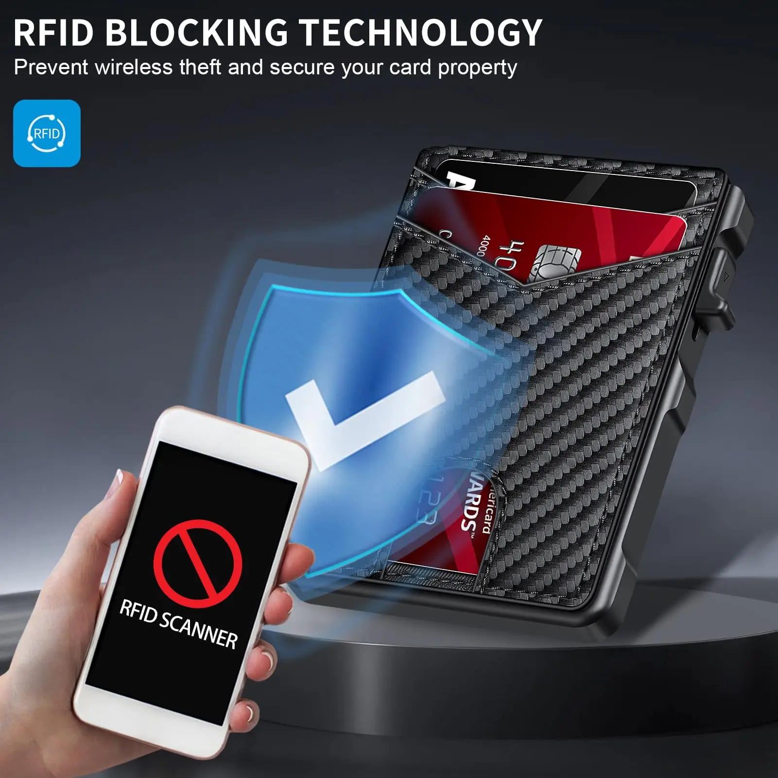 Neue schlanke minimalistische Geldbörse für Herren aus PU-Leder, zweifach faltbar, RFID-blockierend, Kartenhalter, Pop-up-Magnetgeldbörse mit Geldklammer – Detail 3