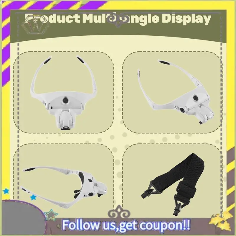 

New Hands Free Headband Magnifying Glass, Usb Charging Head Magnifier With Led Light Jewelry Craft Watch Hobby 5 Lenses 1.0X 1.5