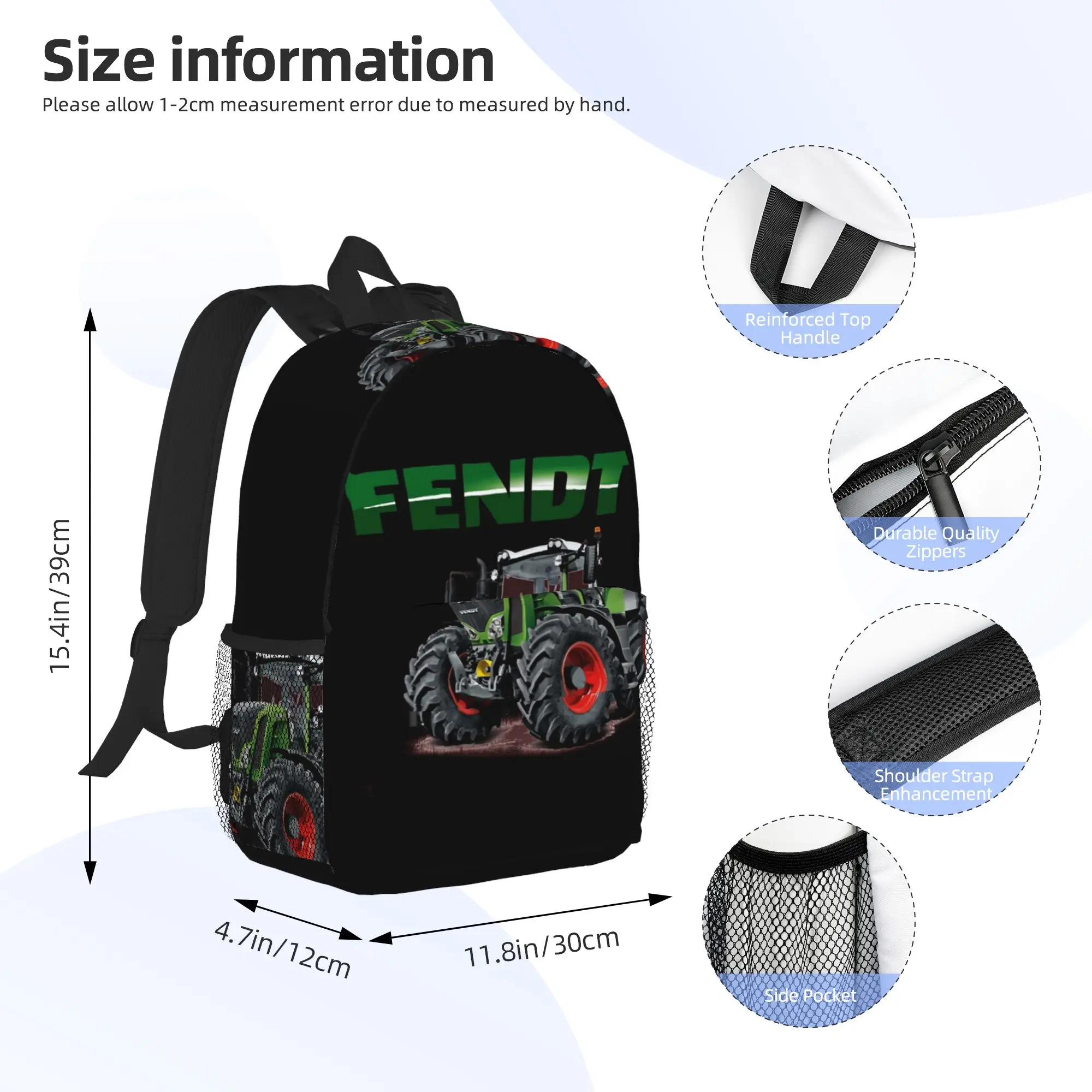 Fendt German Tractors Backpack Hot Sale Daypack Large Capacity Boys Girls BookBag Shoulder Bags for Men Women School Bag