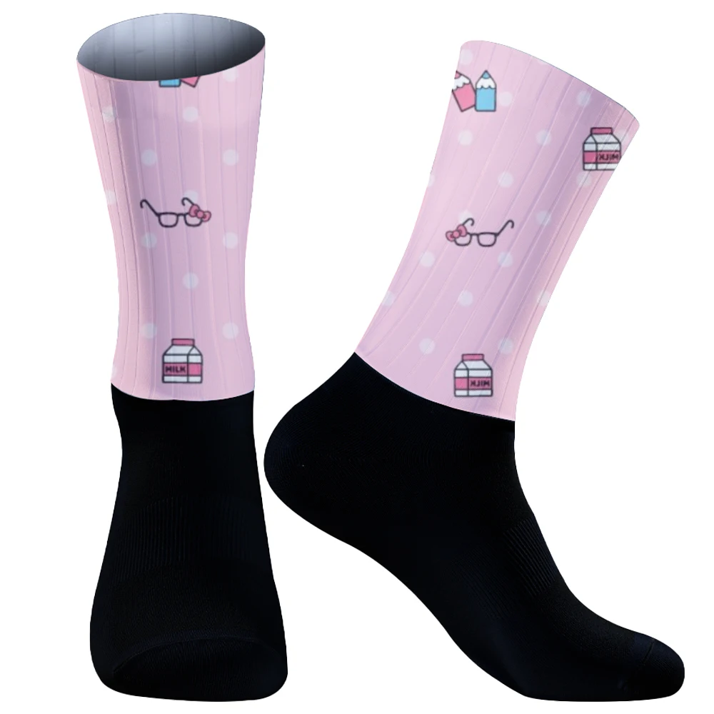 Chaussettes de compression de vélo respirantes, chaussettes de cyclisme professionnelles, sports de plein air, été