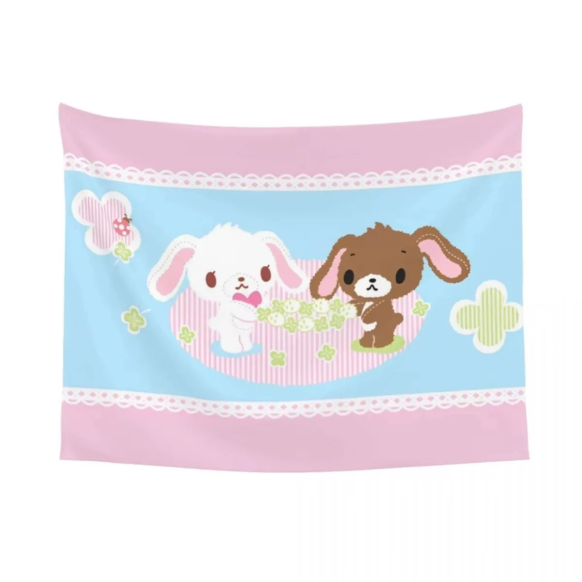 مينيسو السكر الأرانب Kawaii نسيج - أنيمي الجدار الشنق الهبي البوهيمي ديكور كبير القطن غرفة المعيشة غرفة نوم هدية