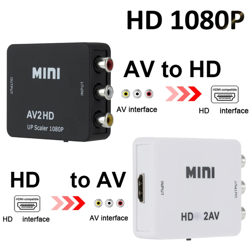 

HDMI-compatible to AV RCA Converter HDTV2AV AV2HDTV 1080P Adapter Box With USB Cable NTSC PAL Supported For PC HDTV Projector