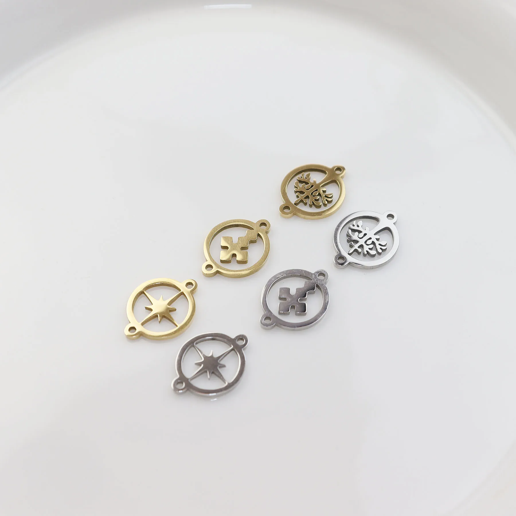 10pcs Stainless Steel Mirro Polished Bracelet Connector Girl Charms PVD Plate DIY Jewelry Accessory image 3