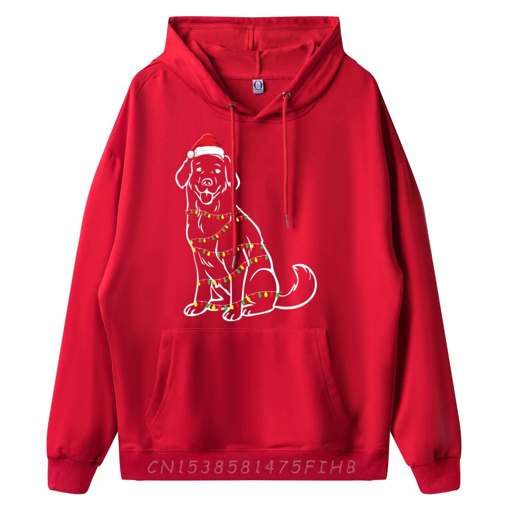 Golden Retriever Christmas Tree Lights X-Mas Cute Dog Puppy Graphic Sweatshirts Men Spring Sweater New In Sweatshirts