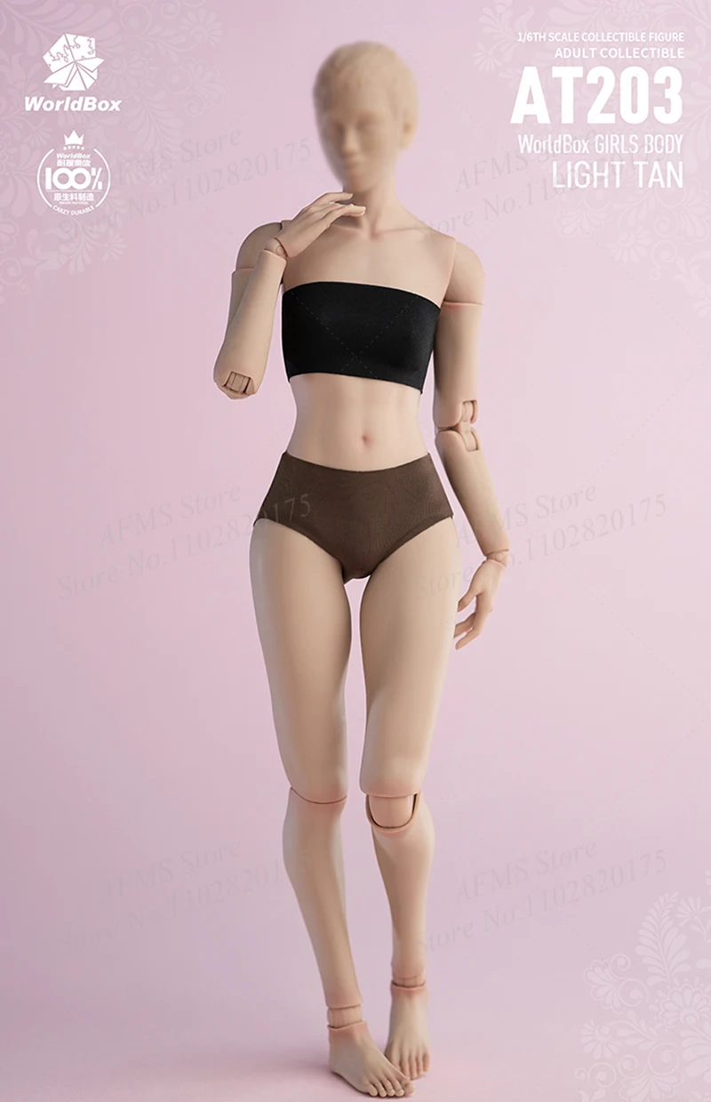 

В наличии Worldbox 1/6 Beauty Girl Гибкий суставный корпус 28,4 см Длинные ноги Бледно-горно-коричневая кожа Маленький бюст Фигурка Тело AT203