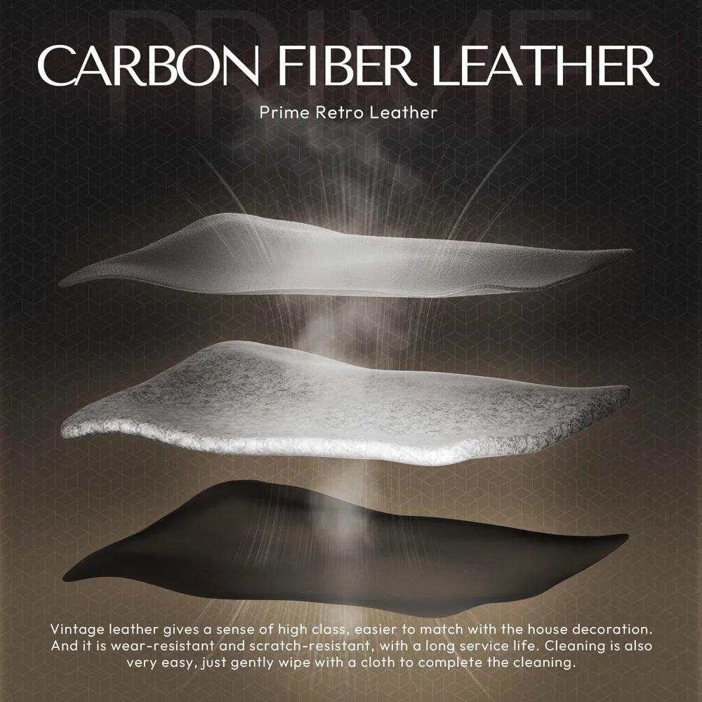 PC with Massage Lumbar Support, Vintage Style PU Leather High Back Adjustable Swivel Task Chair with Footrest (Light Grey)