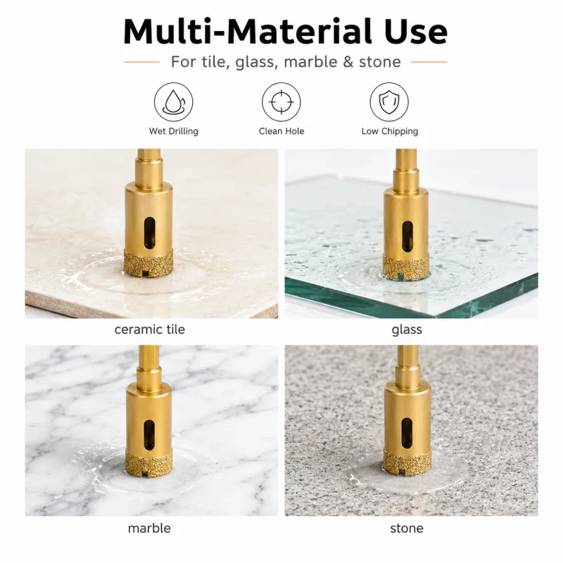 Gold Diamond Hole Saw Drill Bit Set 6-35mm, 12Pcs Hollow Core Hole Opener for Ceramic Tile, Glass, Marble & Stone Wet Drilling - view 6