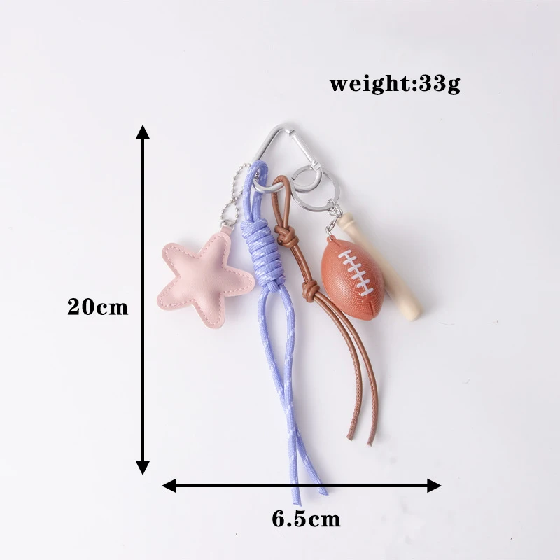Unisex Bag Pendants New Leather Pentagram Baseball Accessories High-quality Keychains Bag Charms Trendy Funny Versatile Bag
