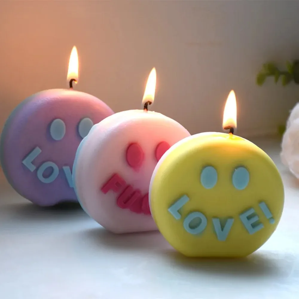 Super Popular Silicone Mold for DIY Crafts - Smiling Face Letter Design Simple Cake Mould Scented Candle Maker for Home Use