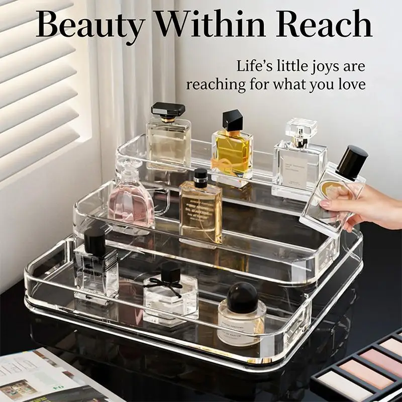 Transparent Multi‑Layer Desk Cosmetic Storage Box Step Display Stand Skin Care Makeup Jewelry Bead Accessory Desktop Supplies