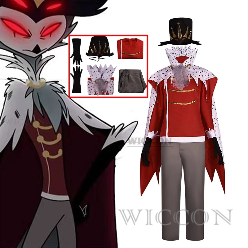 

Anime Boss Hasbin Cosplay Helluva Stolas Costume Hat Cloak Suit Uniform Halloween Party Clothes Set adult men costume hazbin