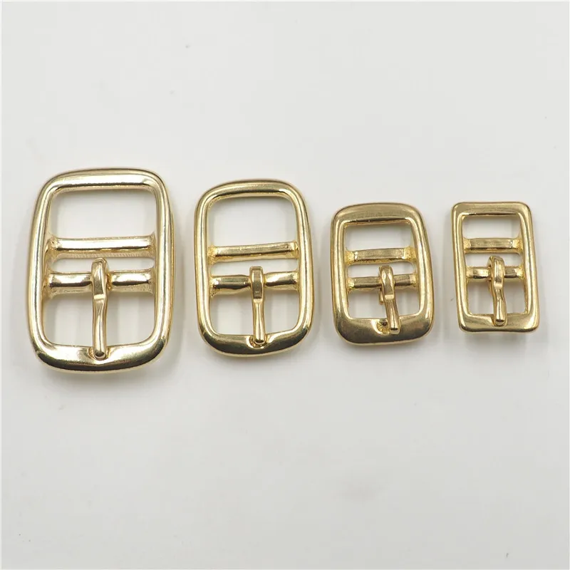 1PC Solid Brass Belt Buckle Square Center Bar Adjuster Pin Buckle Leather Craft Strap Belt Bag Parts 13.5mm Inner Width