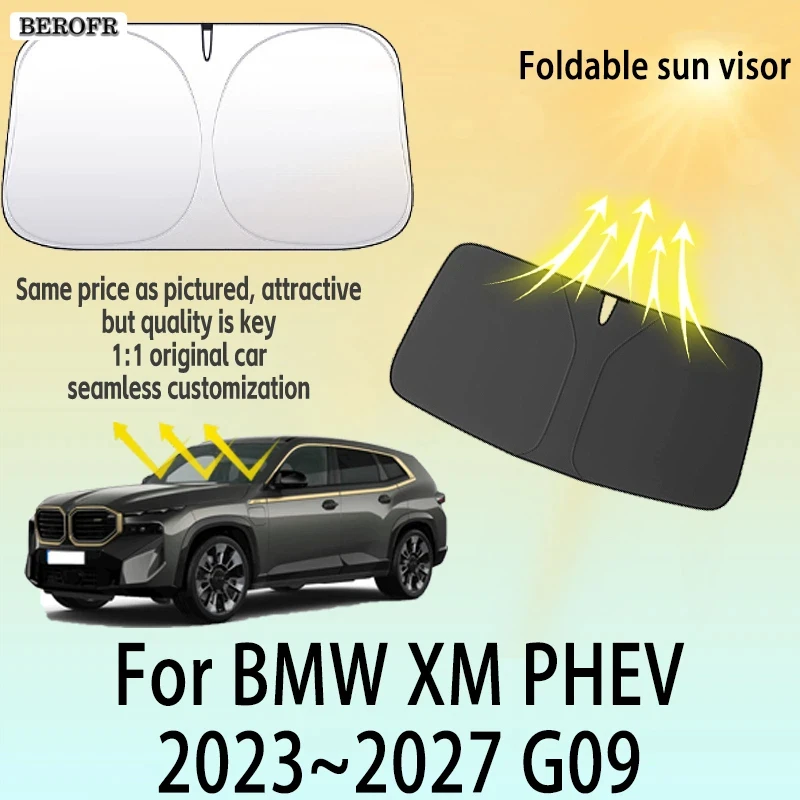 

For BMW XM PHEV 2023~2027 G09 Car Front Windshield Sunshade Fold Shade UV Shade Solar Sun Shade Privacy Curtain Car Accessories