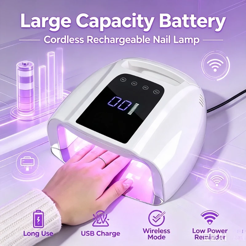 Portable Cordless UV Manicure Curing Lamp, Rechargeable Device Speeds Up Gel Nail Drying Work